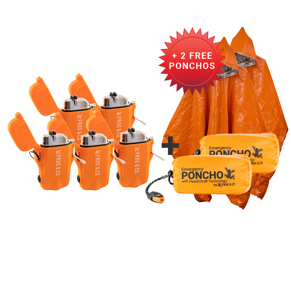 ZIPIFY - 5 TOUGH TESLA LIGHTERS + 2 EMERGENCY PONCHOS