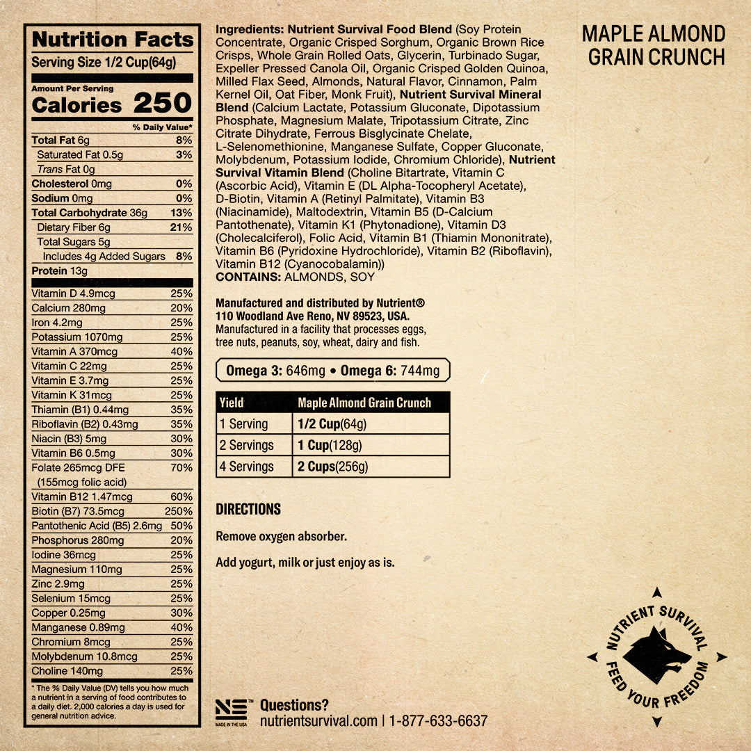 Maple Almond Grain Crunch by Nutrient Survival