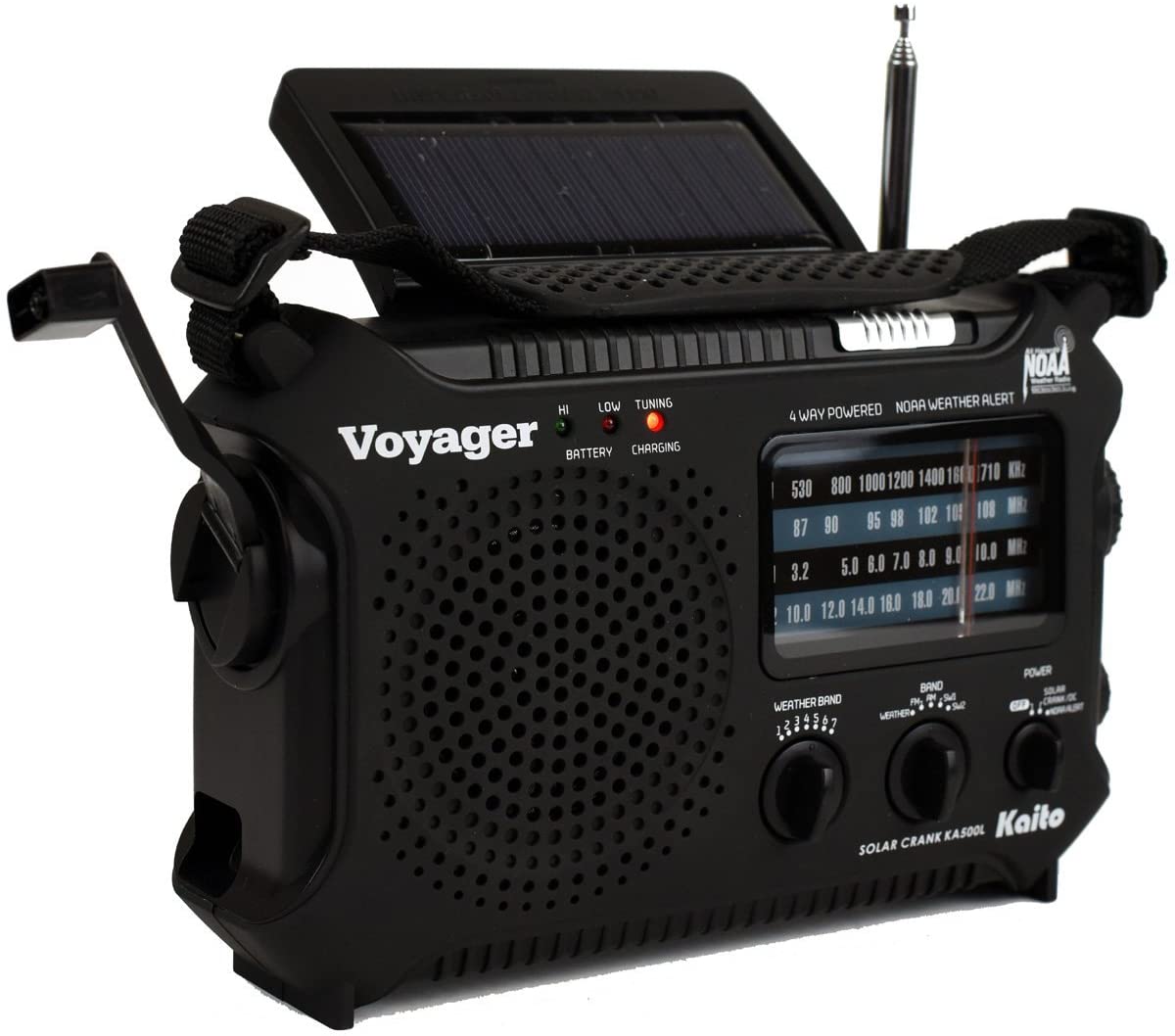 Kaito KA500L Emergency Weather Radio | 4-Way Power, Black