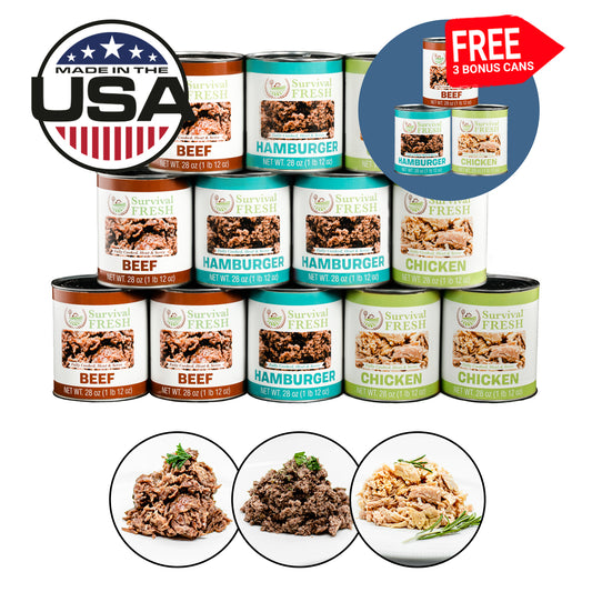 VIP Special - 3 Protein Mixed Canned Meat 28oz + FREE 3 BONUS Cans