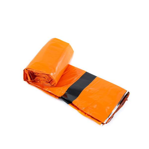 orange bivy partially rolled up