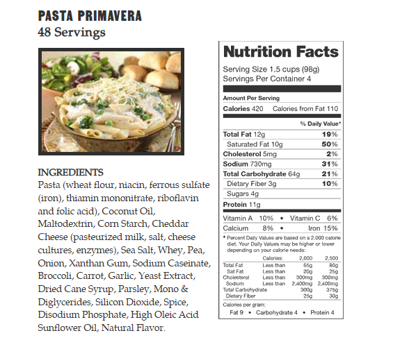 720 Serving Breakfast & Entree Package by Legacy Food Storage