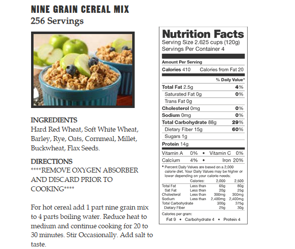 2880 Serving Breakfast & Entree Pacakge by Legacy Food Storage