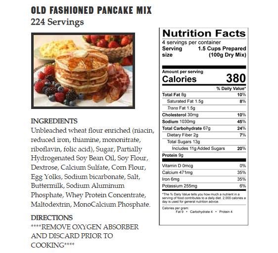 2880 Serving Breakfast & Entree Pacakge by Legacy Food Storage