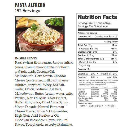2880 Serving Breakfast & Entree Pacakge by Legacy Food Storage