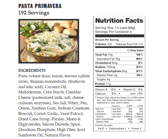 2880 Serving Breakfast & Entree Pacakge by Legacy Food Storage