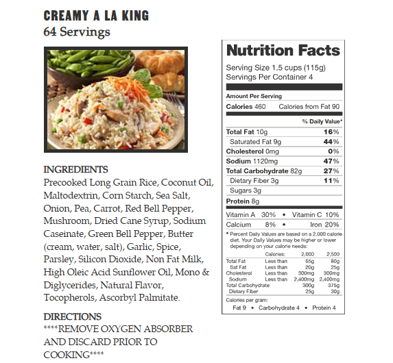 2880 Serving Breakfast & Entree Pacakge by Legacy Food Storage