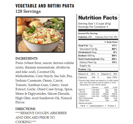 2880 Serving Breakfast & Entree Pacakge by Legacy Food Storage
