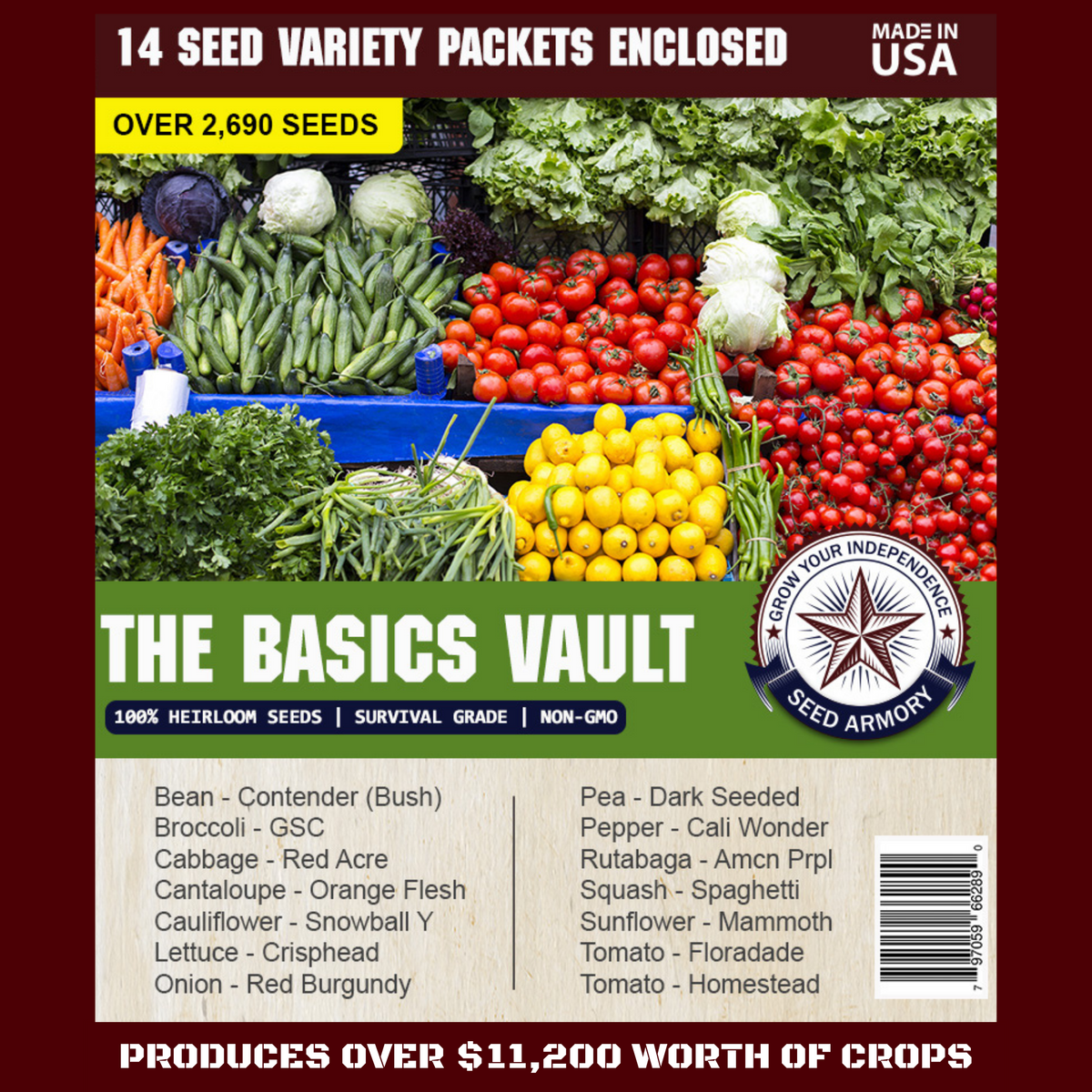 Survival Seed Vault | 14 Heirloom Varieties