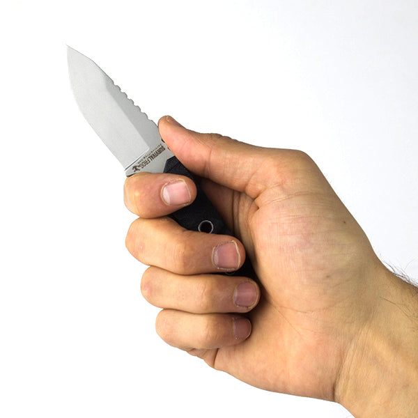 Neck knife in man's hand