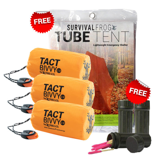 ZIPIFY & UPGRADE PAGE 3 TACT BIVVY EMERGENCY SLEEPING BAGS + 3 FREE MATCHES + 1 FREE TUBE TENT