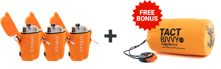 CLICK FUNNELS 3 ORANGE TOUGH TESLA LIGHTERS + 1 ORANGE BIVVY