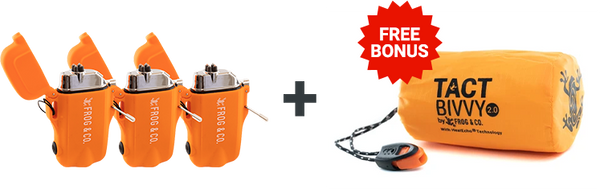 CLICK FUNNELS 3 ORANGE TOUGH TESLA LIGHTERS + 1 ORANGE BIVVY