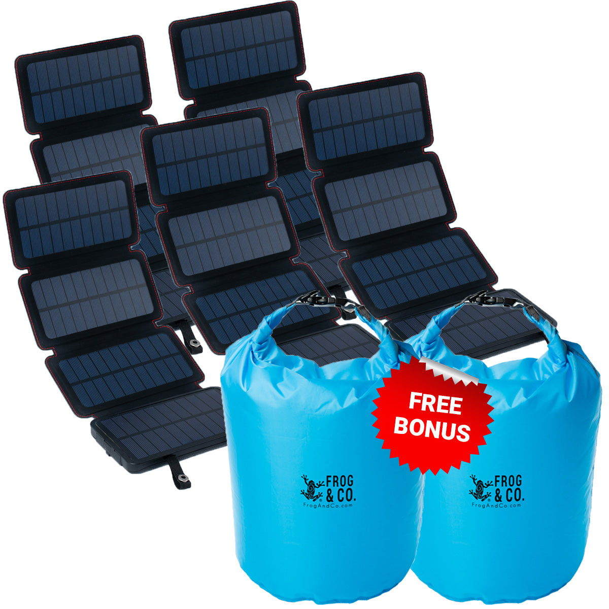 ZIPIFY - 5 QUADRAPRO SOLAR POWER BANKS + 2 FREE BLUE DRY BAG