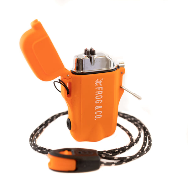 Orange Tough Tesla Lighter 2.0 – Outdoor Waterproof Dual Arc Plasma Lighter by Frog & Co by Frog & Co.