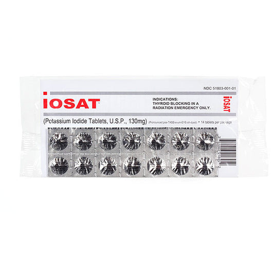 IOSAT Potassium Iodide Radiation Blocking Tablets 14 Count (130 Mg) - Survival Frog