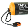 orange bivy with carbiner whistle and grey sleeve